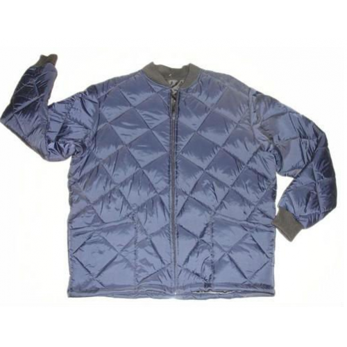 Freezer Jacket Quilted Zipper Close Short Blue