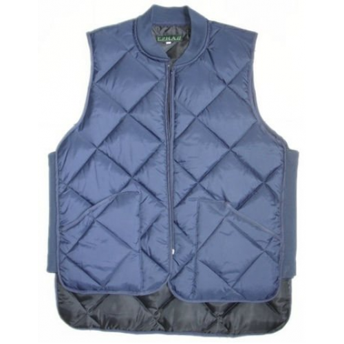 Freezer Vest Quilted Zipper Close Blue